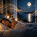432 Hz sleep and stress relief frequency waves over a calm night scene
