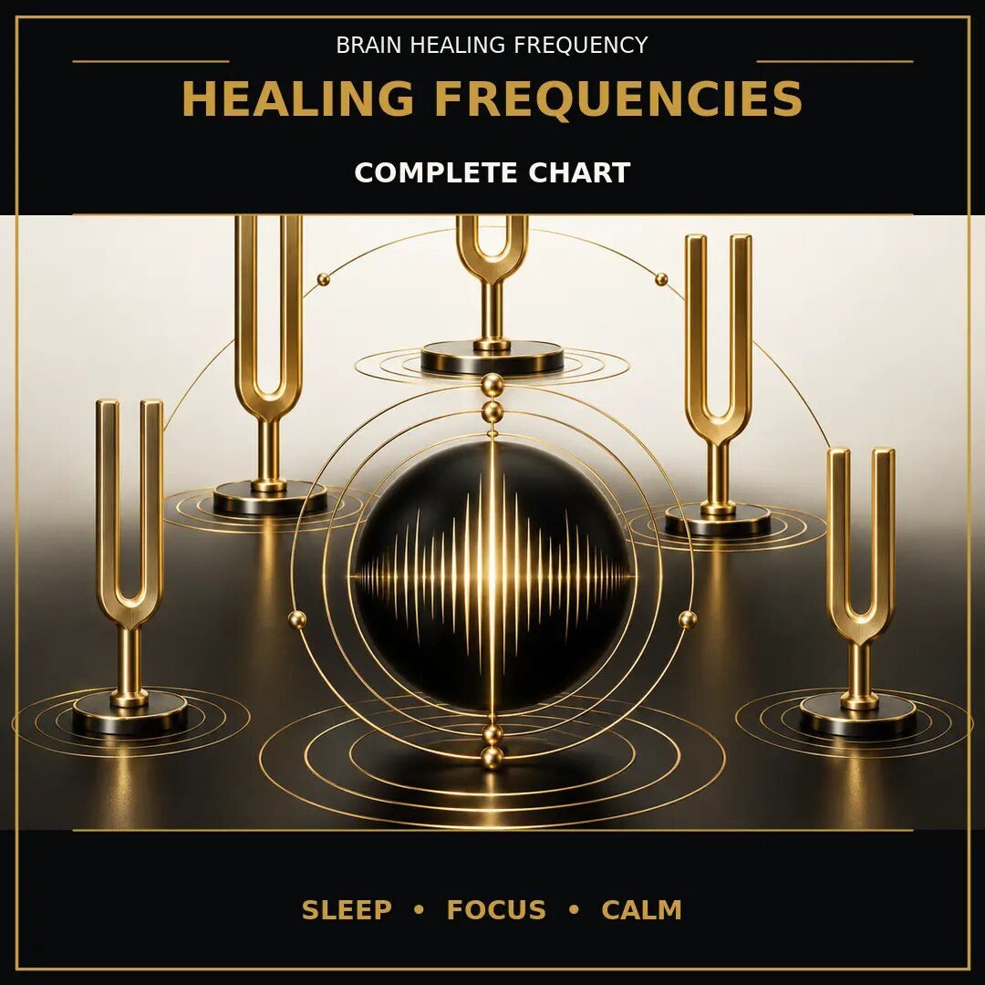 Healing frequencies chart for sleep focus anxiety and meditation
